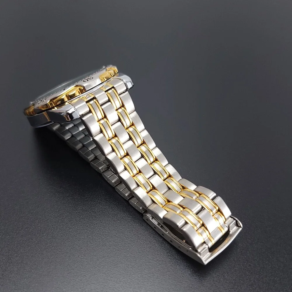 NEW Vintage Casio Mens Watch Silver/Gold with Date Adjust Water‎ Resistant 50M
